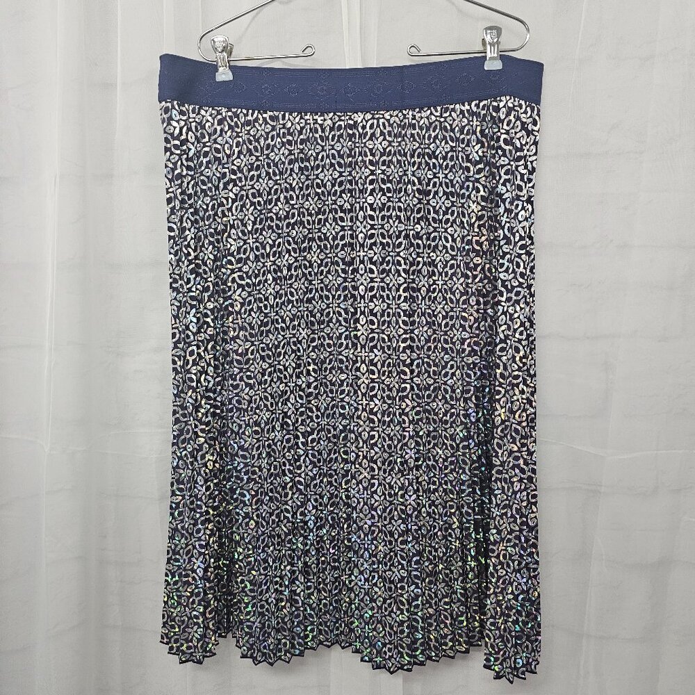 LuLaRoe Skirt Purple Holographic Geometric Pleated Boho Iridescent Midi 3XL